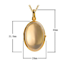 925 Silver Oval Locket Necklace with Zircon – Custom with 6 Photos & Engraved Text, Elegant Romantic Gifts for Women