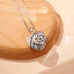 Big Bear & Little Bear Hug Heart Photo Locket Necklace - Opens to Hold Custom Photos - Perfect Personalized Gift for Mom