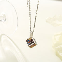 Custom Cube Photo Locket Necklace | Holds 6 Photos, Selectable Chain Length | Personalized Memory Gift for Him or Her