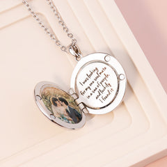 Elegant Round Photo Locket Necklace with 13 Sparkling Stones - Custom Photo & Message - Personalized Anniversary Jewelry Gift