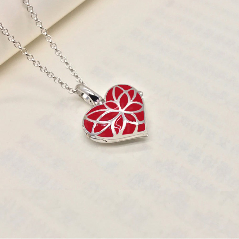 925 Silver Color Resin Lotus Heart Locket Necklace – Custom 2 Photos & Text, Optional Chain Style & Length, Personalized Gift for Women